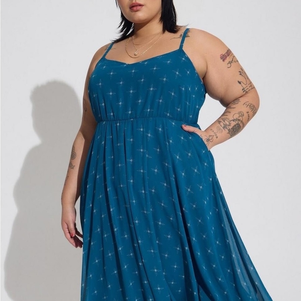 Torrid Midi Chiffon Pleated Dress- Size 0x